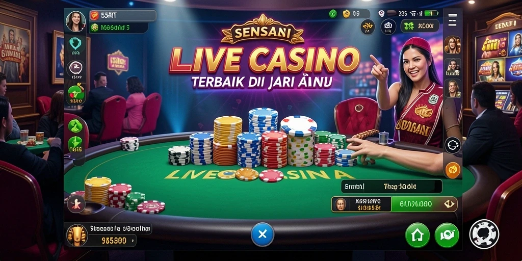 Tampilan gameplay Live Casino yang mendebarkan di 55RT.