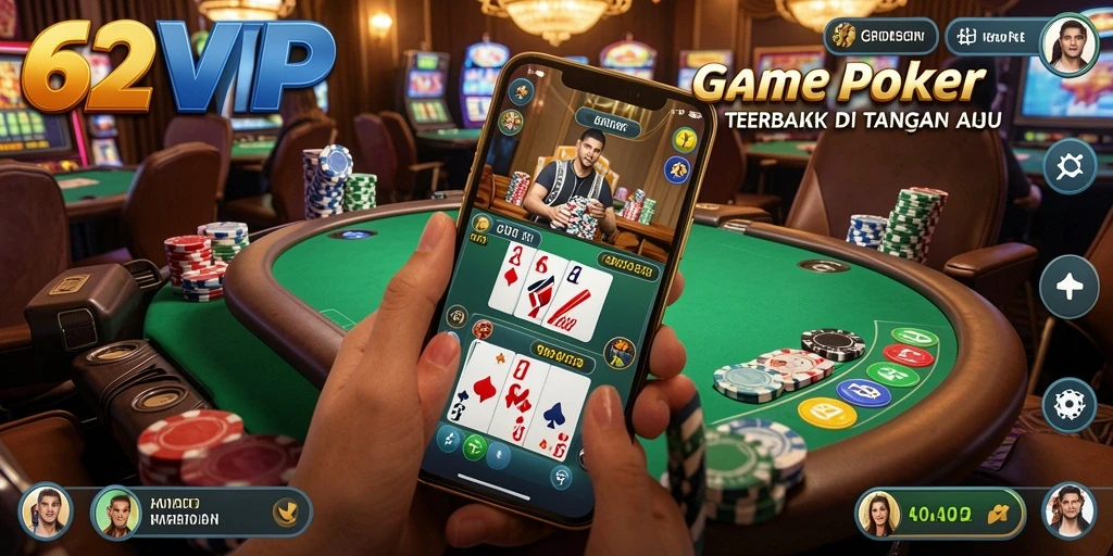 Tampilan screenshot <strong>62VIP</strong> menampilkan aksi seru dalam permainan Poker.