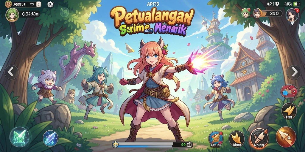 Screenshot API33 menampilkan aksi pertempuran karakter anime yang epik.